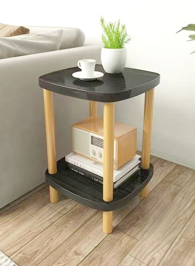 2-Tiers Multipurpose Modern Sofa Side Living Room Bedroom Bedside Table Coffee Table Nightstand for Bedroom Living Room 40x40x53 cm