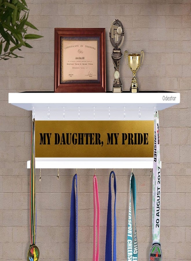Odestar, Display Medal Hanger, Premier Award Medal Display Rack and Trophy Shelf Large (Size 45 x 15 x 8 Centimeters) White - Image 1