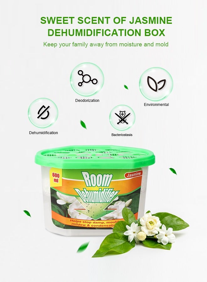 URbazaar Moisture Absorber Box 4 Packs Jasmine Odor Eliminator And Dehumidifier For Closet, Bedroom And Kitchen - Image 2