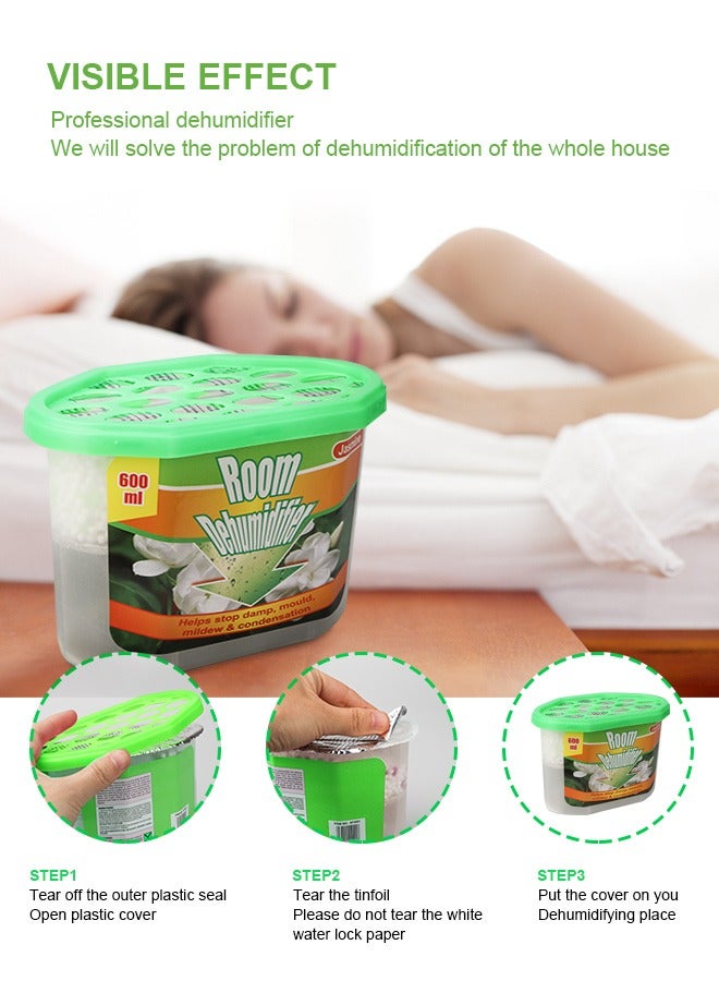 URbazaar Moisture Absorber Box 4 Packs Jasmine Odor Eliminator And Dehumidifier For Closet, Bedroom And Kitchen - Image 5