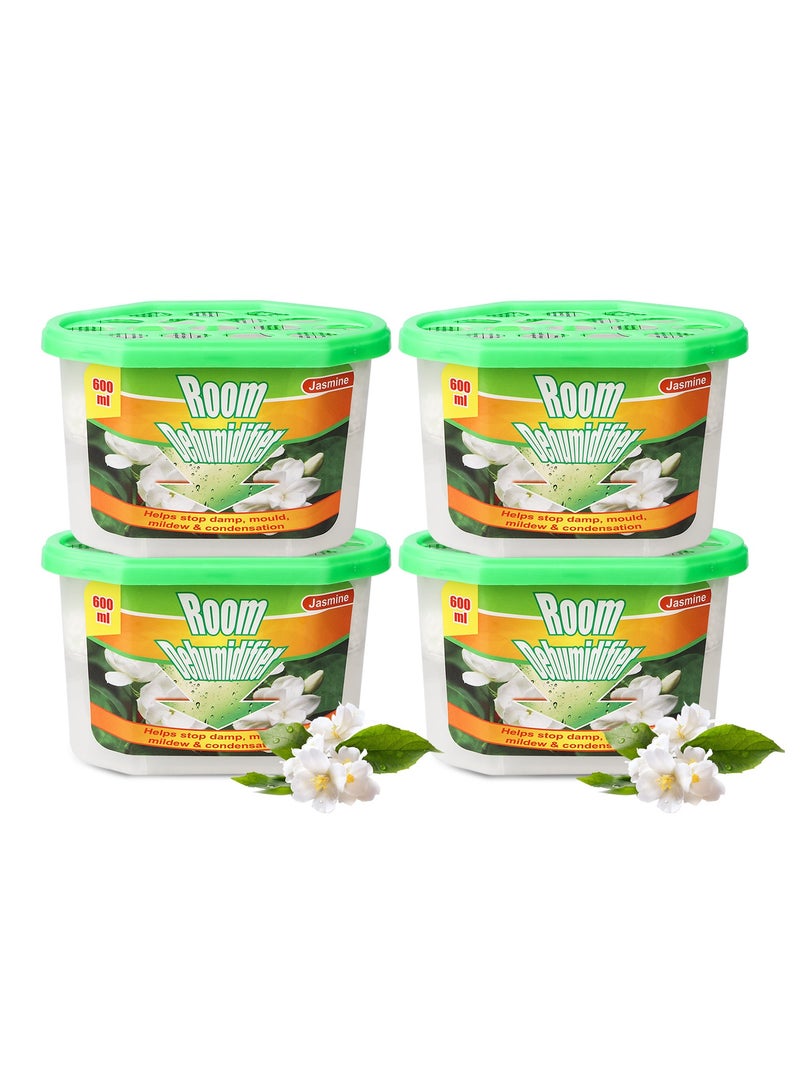 URbazaar Moisture Absorber Box 4 Packs Jasmine Odor Eliminator And Dehumidifier For Closet, Bedroom And Kitchen - Image 1