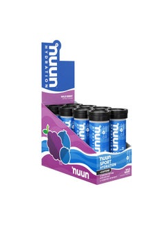 Nuun Sport + Caffeine Electrolyte Tablets For Proactive Hydration Wild Berry 8 Pack (80 Servings)  - Image 1