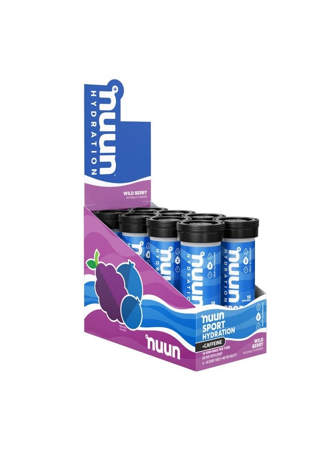 Nuun Sport + Caffeine Electrolyte Tablets For Proactive Hydration Wild Berry 8 Pack (80 Servings) - Image 1