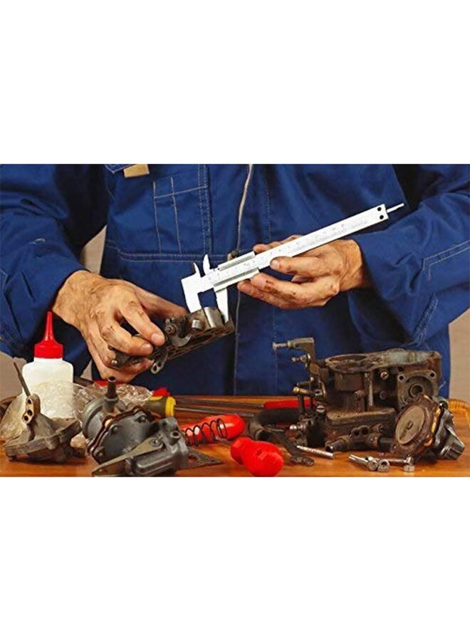 فرجار فيرنيه من ذا وايت شوب، أداة قياس فرجار من الفولاذ المقاوم للصدأ مقاس 6 بوصات، فرجار ميكرومتر يدوي غير رقمي 0-6 بوصات/0-150 مم، فرجار انزلاقي متين عالي الدقة 0.001 بوصة/0.02 مم - Image 5