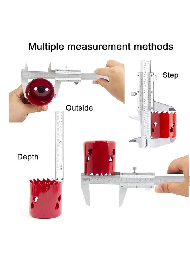 فرجار فيرنيه من ذا وايت شوب، أداة قياس فرجار من الفولاذ المقاوم للصدأ مقاس 6 بوصات، فرجار ميكرومتر يدوي غير رقمي 0-6 بوصات/0-150 مم، فرجار انزلاقي متين عالي الدقة 0.001 بوصة/0.02 مم - Image 2