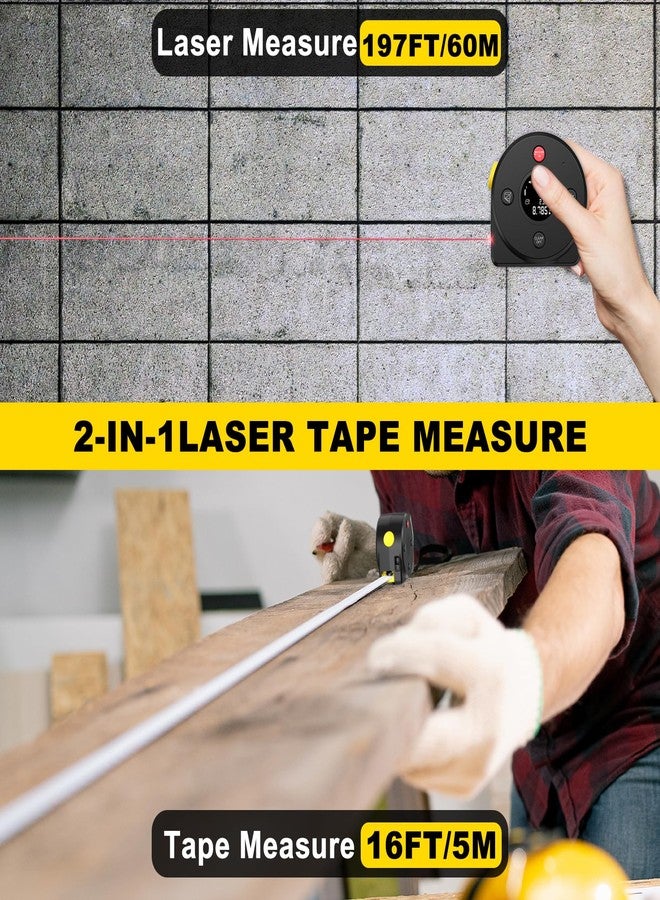 Usteetic 2-in-1 Laser Tape Measure 197Ft Rechargeable Digital Tape Measure A - Image 2