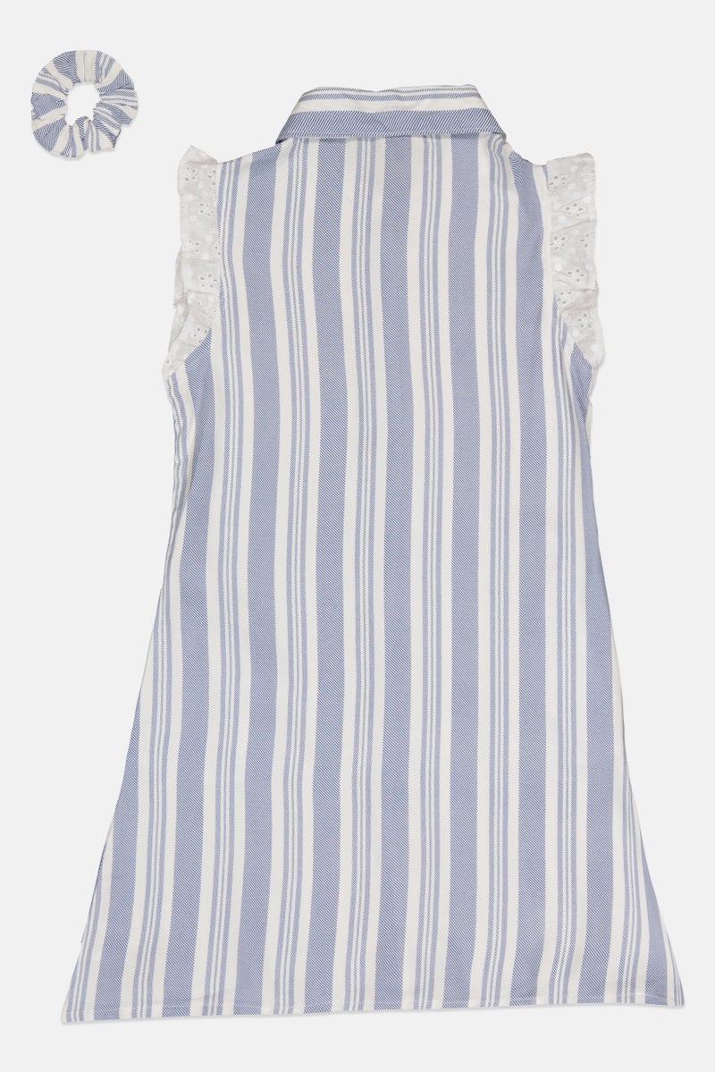 bebe Kids Girl 2 Pcs Stripe Shirt Dress With Scrunchy Set, Multicolor - Image 3