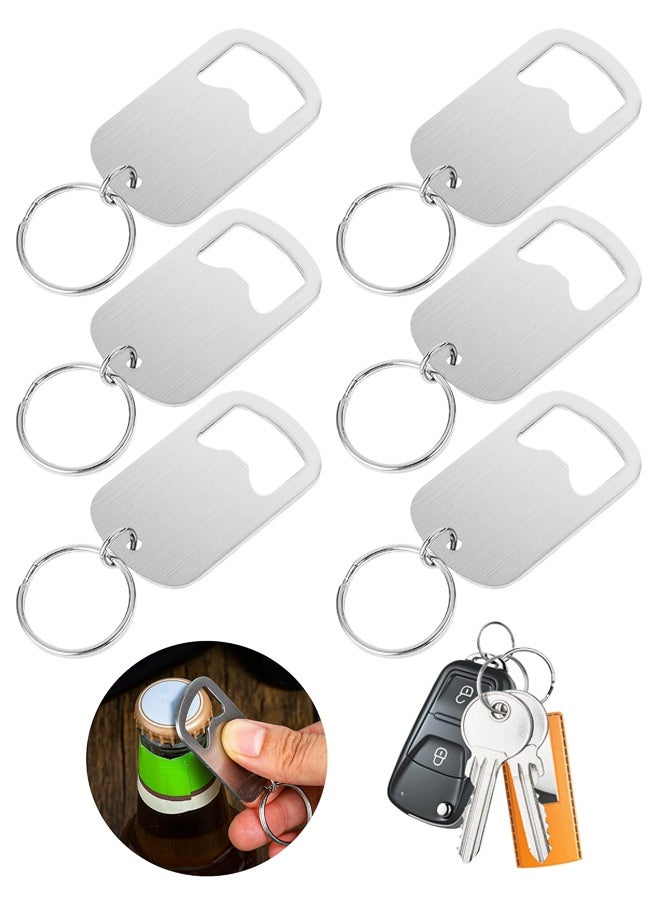 6 Pcs Bottle Opener with Keyring Beer Bottle Openers Stainless Steel Keychain Flat Bottle Opener for Home Kitchen Bar Party Restaurant - Image 1