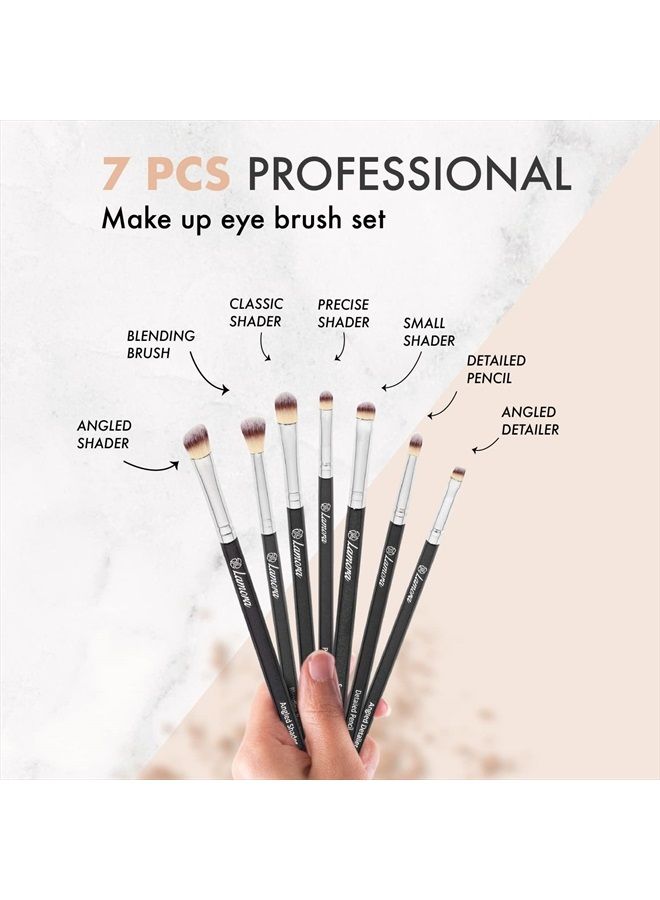 Lamora Eye Makeup Brushes Eyeshadow Brush Set - 7pcs Soft Synthetic Eyeshadow Blending Brush Kit - For Blending Eyeshadow, Eyeliner, Crease, Eyebrow - Long Lasting, Apply Better, Flawless Look Makeup - Image 2