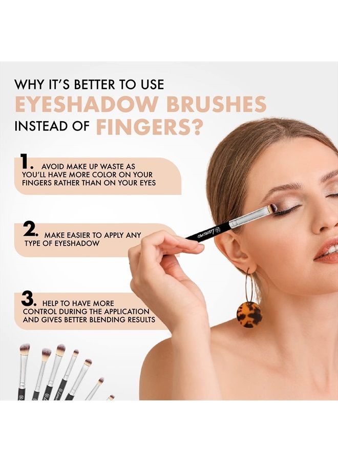Lamora Eye Makeup Brushes Eyeshadow Brush Set - 7pcs Soft Synthetic Eyeshadow Blending Brush Kit - For Blending Eyeshadow, Eyeliner, Crease, Eyebrow - Long Lasting, Apply Better, Flawless Look Makeup - Image 5