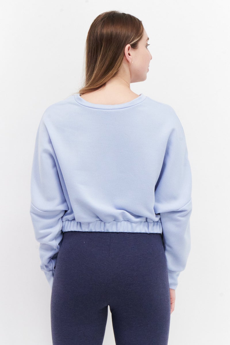 Miss Selfridge سويت شيرت قصير بسيط برقبة دائرية للنساء، أزرق سماوي - Image 3