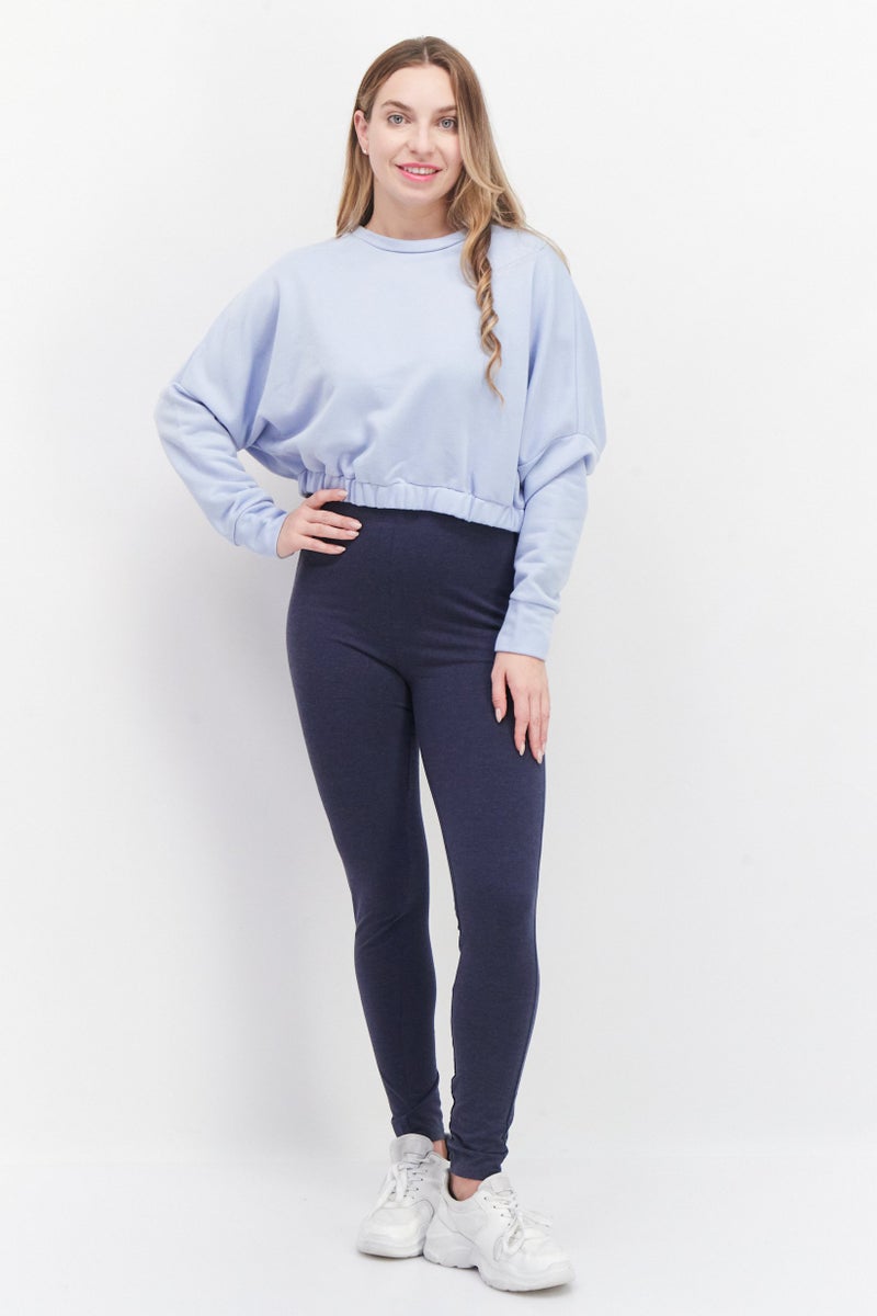 Miss Selfridge سويت شيرت قصير بسيط برقبة دائرية للنساء، أزرق سماوي - Image 2