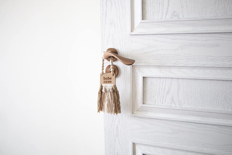 Decocove Babe Cave Sign - Wood Bead Garland - Boho Nursery Wall Decor For Girls And Boys - Neutral Home Decor - Baby Decor For Nursery - Door Sign For Toddler Room - Image 3