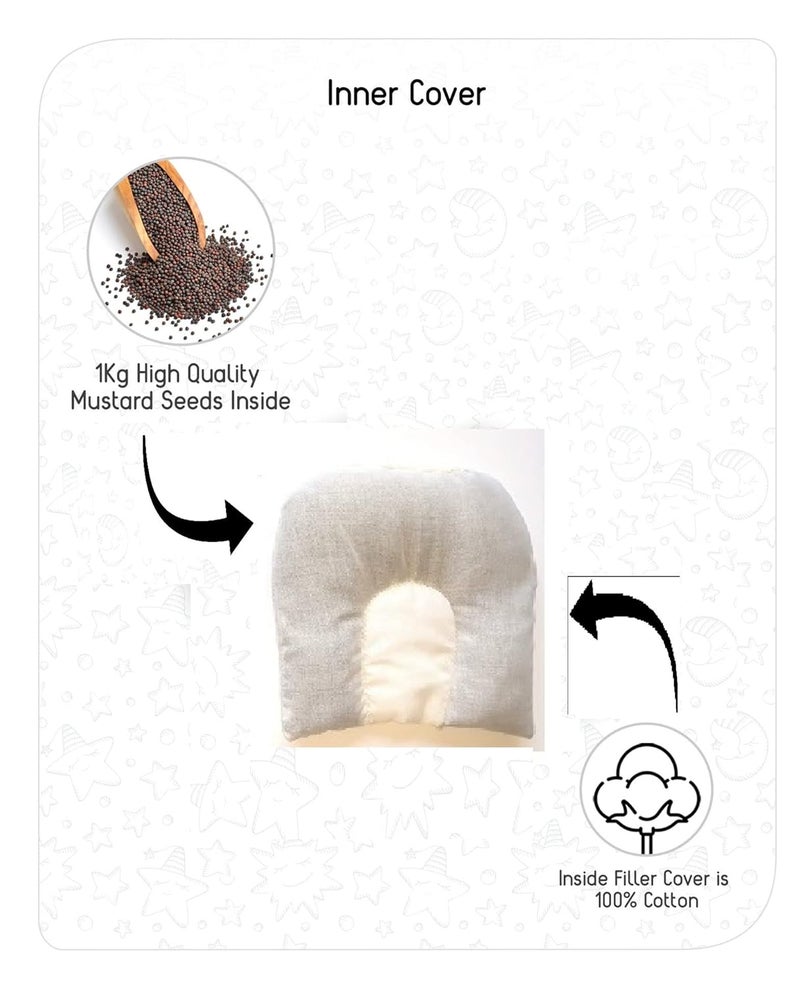 MammaChamp MammaChamp Mustard Seeds Rai for Neck Pillows Head Zip Shaping PillowTakiya with Cover Detachable Seed with Zip Pouch Baby boyGirl PK1 Multicolor  - Image 3