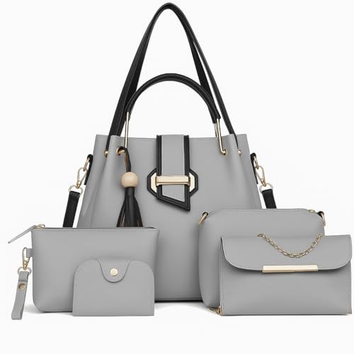 Fargo Vegan Leather Handbag for Women and Girls | Pack of 5 | Grey Color - Image 1