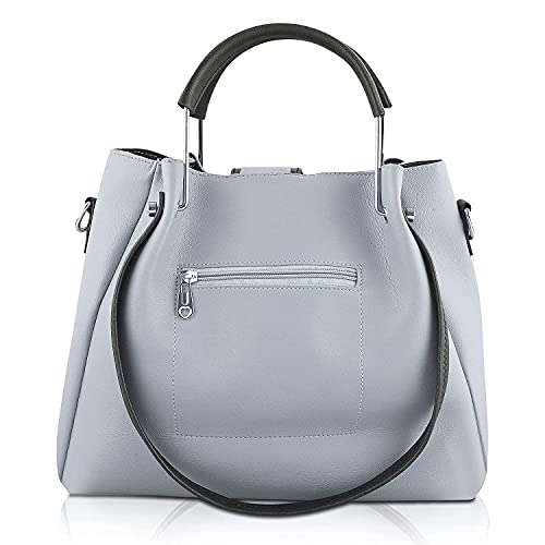 Fargo Vegan Leather Handbag for Women and Girls | Pack of 5 | Grey Color - Image 4