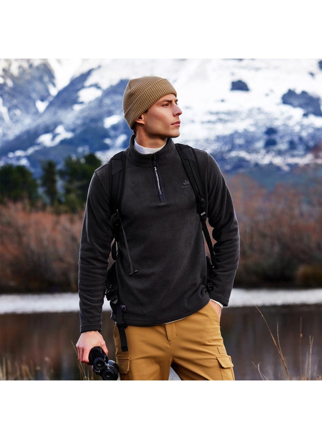 Jeep Spring Men's Fleece Jacket Fashion Stand Collar Half-zip Thickened Windproof Warm Fleece Coat Men's Outerwear - Image 3