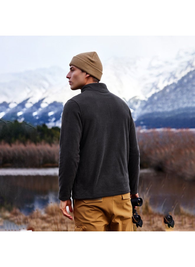 Jeep Spring Men's Fleece Jacket Fashion Stand Collar Half-zip Thickened Windproof Warm Fleece Coat Men's Outerwear - Image 5