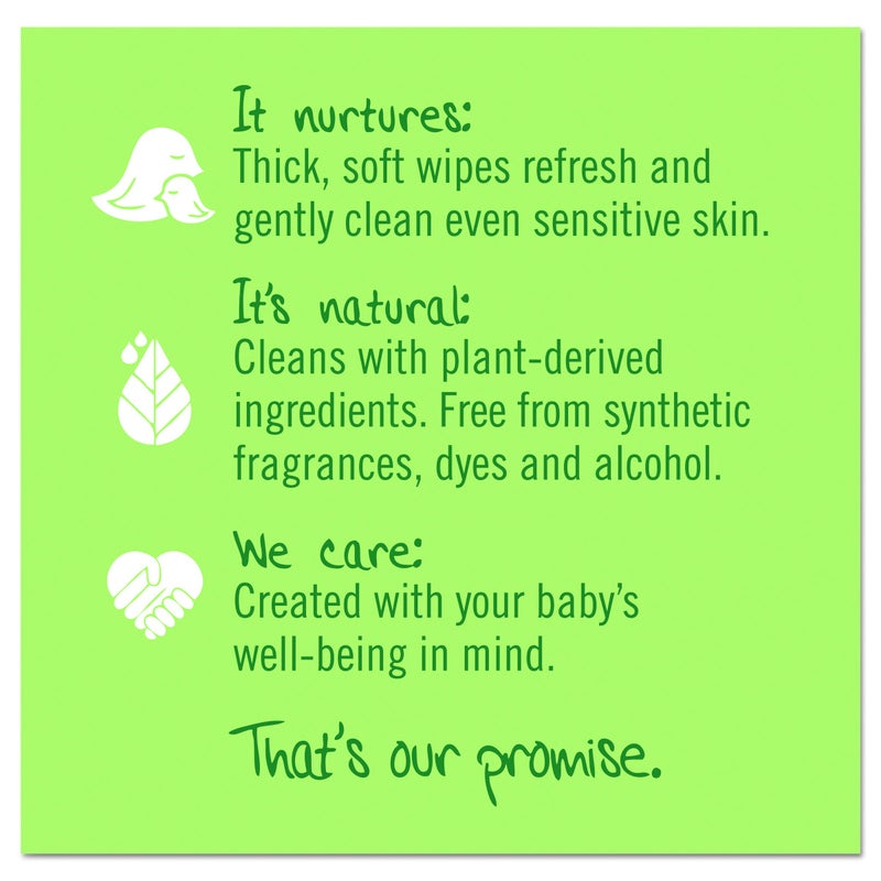 Seventh Generation 34208CT Free & Clear Baby Wipes, Unscented, White, 64 Wipes Per Pack (Case of 12 Packs) - Image 2