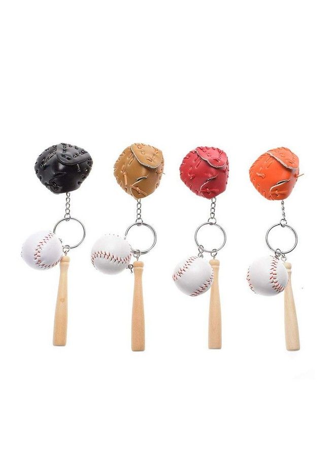 Assho Baseball Glove And Bat Model Keychain Mini Novelty Handbag Car Lover Sport 4 Pack - Image 2