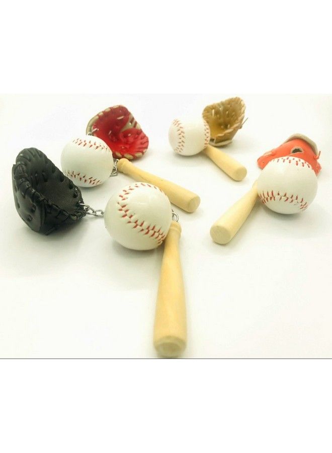 Assho Baseball Glove And Bat Model Keychain Mini Novelty Handbag Car Lover Sport 4 Pack - Image 3
