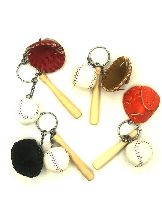 Assho Baseball Glove And Bat Model Keychain Mini Novelty Handbag Car Lover Sport 4 Pack - Image 4