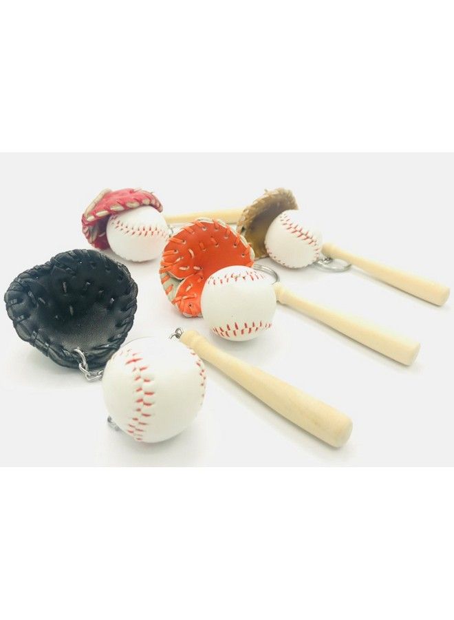 Assho Baseball Glove And Bat Model Keychain Mini Novelty Handbag Car Lover Sport 4 Pack - Image 5