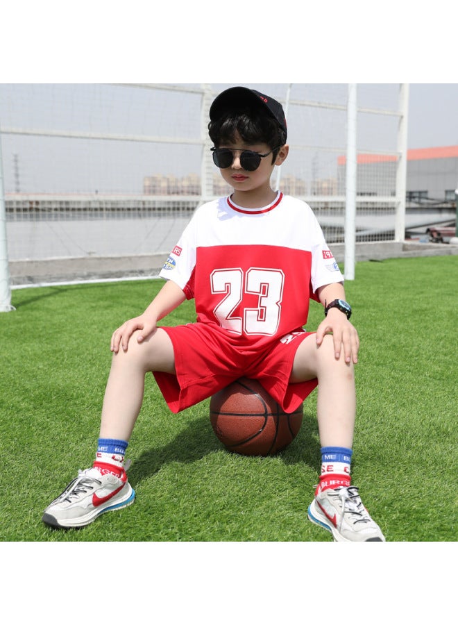 Basketball Uniform Set For Older Children, Summer Boys' And Girls' Sports Uniforms, Training Sportswear, Breathable And Quick-drying Basketball Jersey, Trendy Style