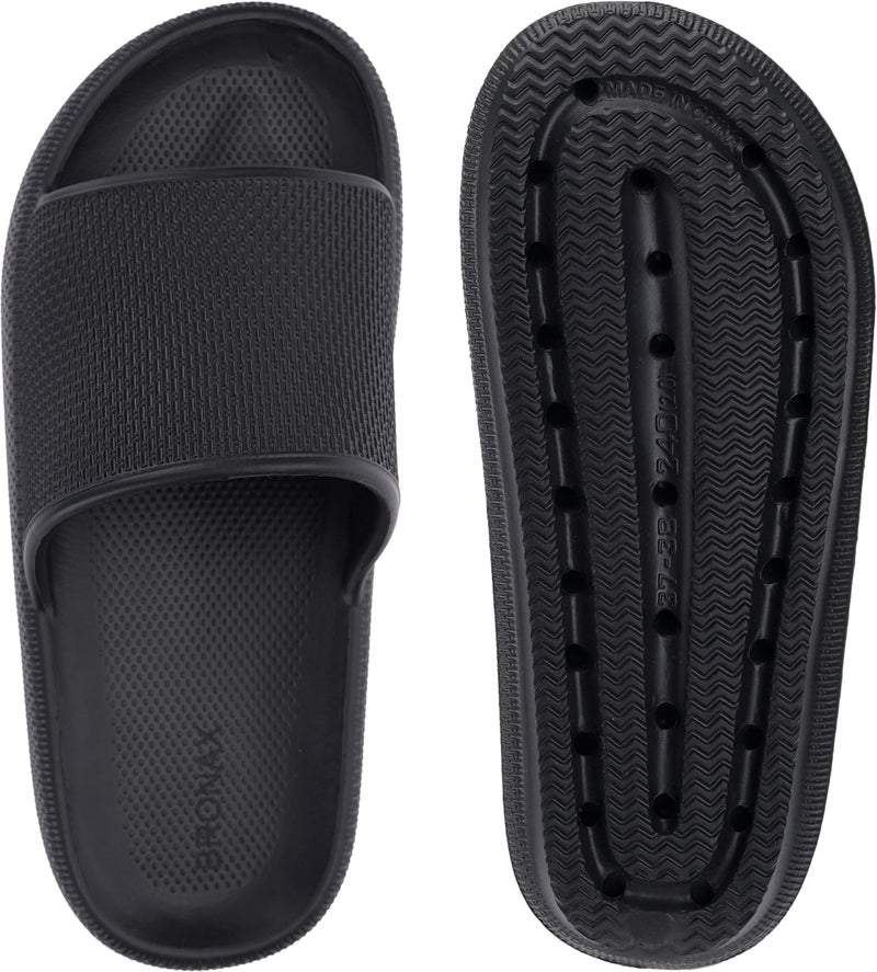 BRONAX Pillow Slippers for Women and Men | House Slides Shower Sandals | Cushioned Thick Sole 48-49 Black - Image 5