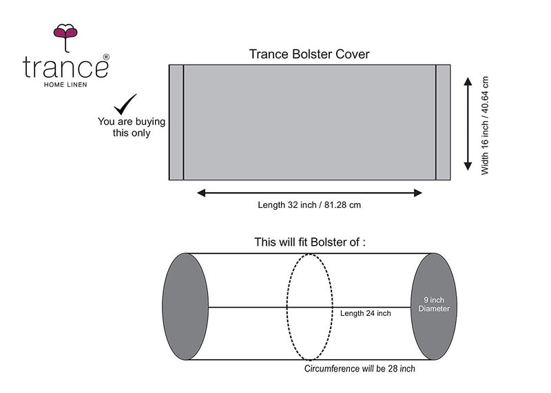 Trance Home Linen غطاء وسادة بولستر مخطط 100% قطن 16x32 بوصة 200TC | غطاء وسادة طويل دائري بجانب السرير يناسب طول 24 بوصة وقطر 9 بوصة | عبوة من 2 غطاء وسادة فقط (16x32 بوصة، بيج) - Image 3