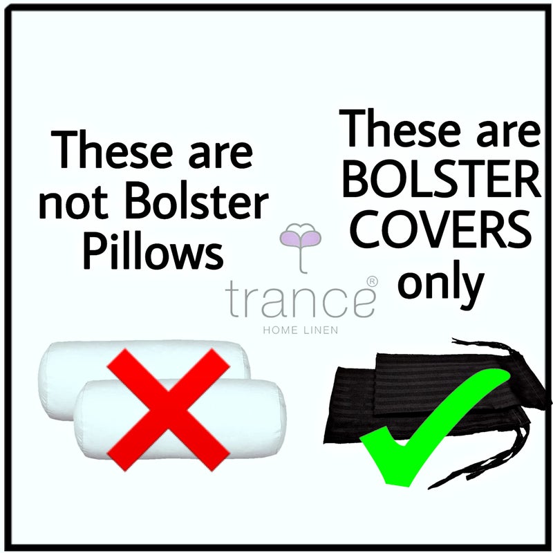 Trance Home Linen غطاء وسادة بولستر مخطط 100% قطن 16x32 بوصة 200TC | غطاء وسادة طويل دائري بجانب السرير يناسب طول 24 بوصة وقطر 9 بوصة | عبوة من 2 غطاء وسادة فقط (16x32 بوصة، بيج) - Image 5