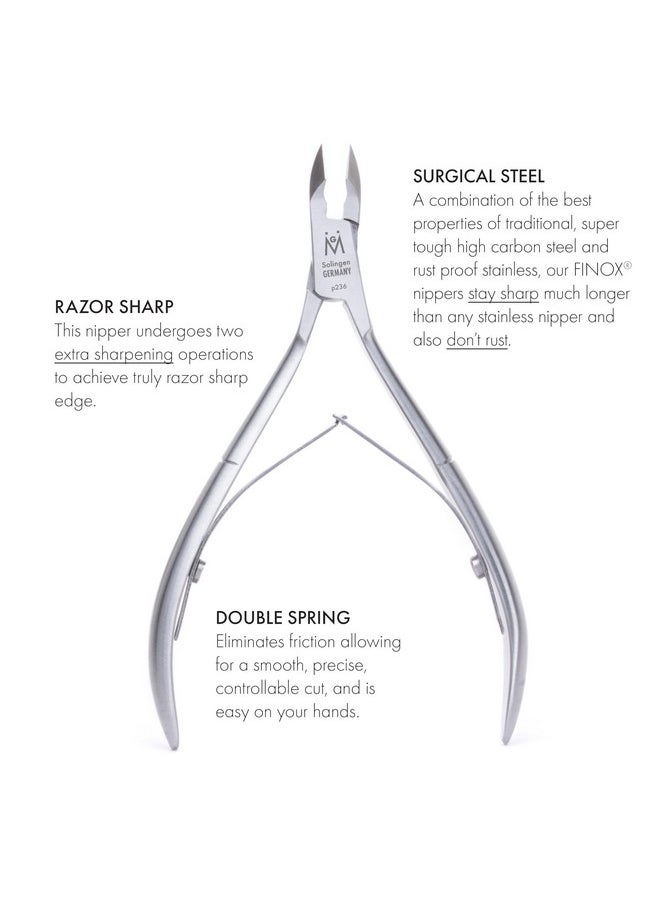 GERmanikure GERMANIKURE Professional Cuticle Nipper in Leather Case, Double Sharpened, Single Spring, Ethically Made in Solingen Germany  - Image 2