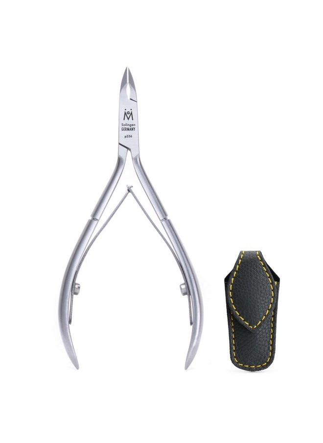 GERmanikure GERMANIKURE Professional Cuticle Nipper in Leather Case, Double Sharpened, Single Spring, Ethically Made in Solingen Germany  - Image 1