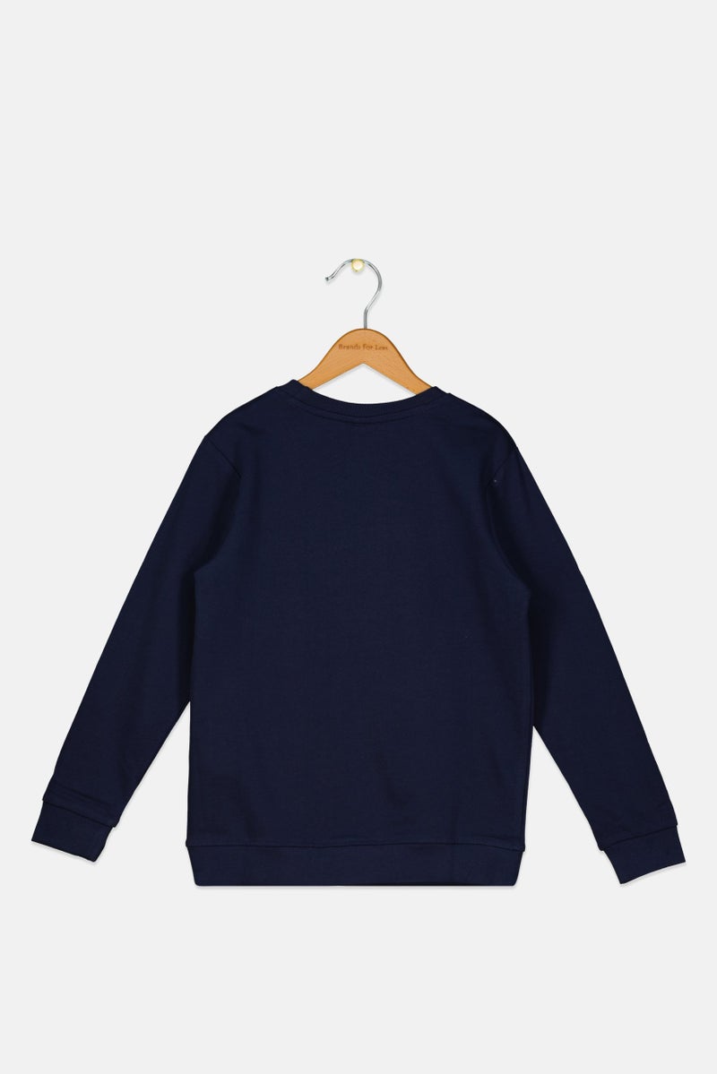 Nautica Competition Kid Boy Crew Neck Brand Logo Sweatshirt, Navy  - Image 2
