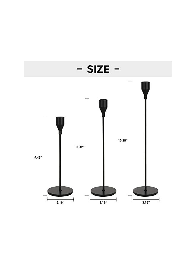 The Bros Black Candlesticks Holders Set of 3, Black Taper Candles Holders for Candlestick, Modern Farmhouse Decor Mantle Fireplace Dinner Table Centerpieces Decoration - Image 3