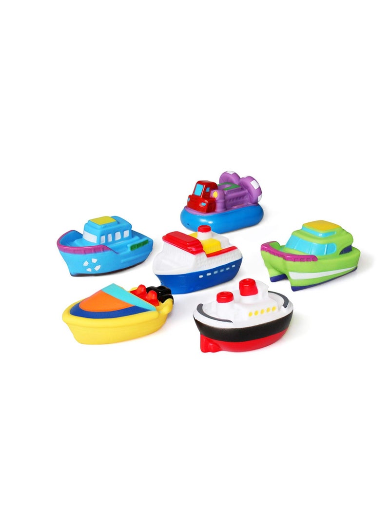 Y&D Bathtub Floating Bath Toys, Boat Toys for Toddlers 1-3 Learning Water and Bathroom Boats Squirters Wind-up Swimming Pool Games Play Set Gift (6PCS) - Image 1