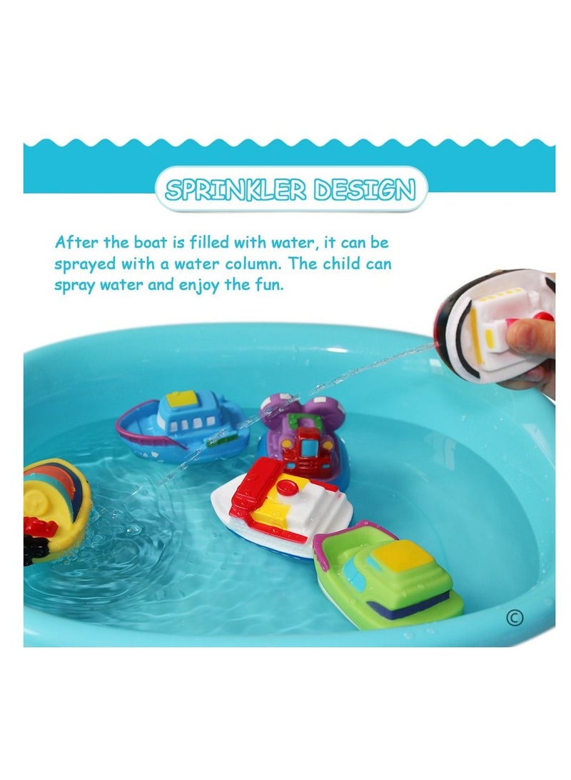 Y&D Bathtub Floating Bath Toys, Boat Toys for Toddlers 1-3 Learning Water and Bathroom Boats Squirters Wind-up Swimming Pool Games Play Set Gift (6PCS) - Image 2