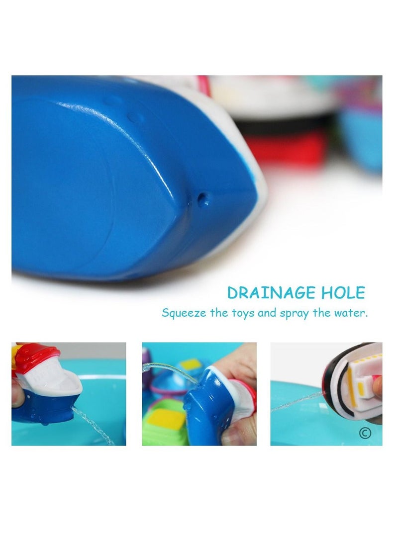 Y&D Bathtub Floating Bath Toys, Boat Toys for Toddlers 1-3 Learning Water and Bathroom Boats Squirters Wind-up Swimming Pool Games Play Set Gift (6PCS) - Image 5