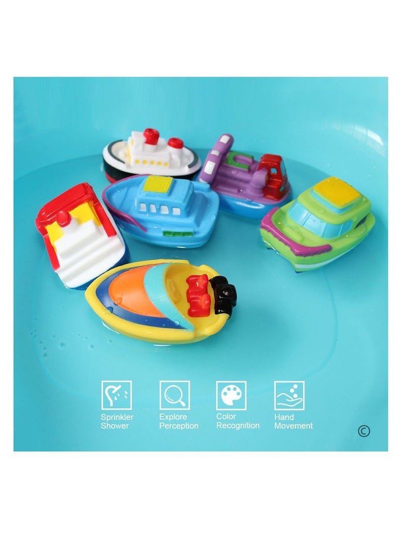 Y&D Bathtub Floating Bath Toys, Boat Toys for Toddlers 1-3 Learning Water and Bathroom Boats Squirters Wind-up Swimming Pool Games Play Set Gift (6PCS) - Image 4