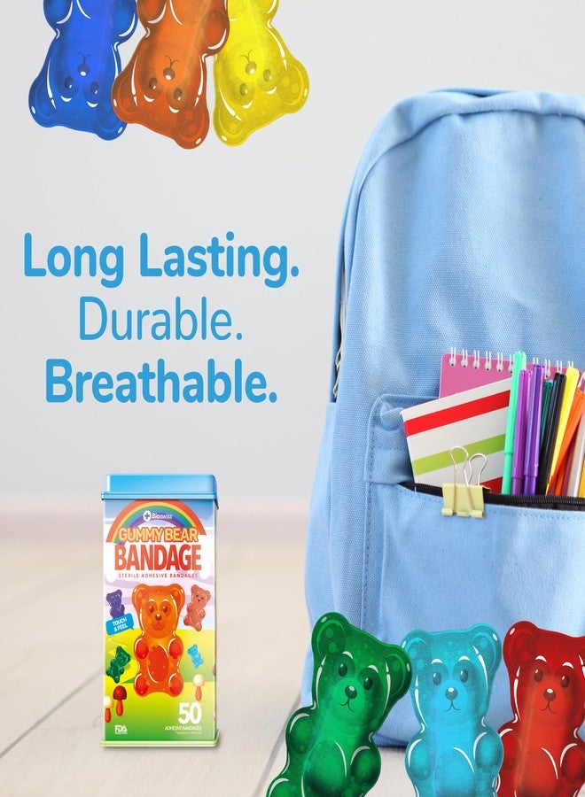 BioSwiss Kids Bandages, Gummy Bear Shaped Self Adhesive Bandage Set, Latex Free, Sterile Wound Care, 50 Count - Image 5