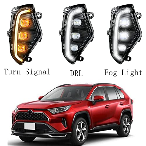 Prefer Warehouse Pair Upgrade High-profile Version LED 3 Eyes Daytime Running Lights DRL Amber Turn Signal Lamps Fog Lights Assembly Compatible With Toyota RAV4 2019-2024 Replaces TO1038223 TO1039223 - Image 2