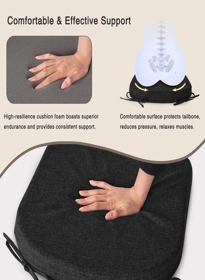 OVOV Chair Cushions for Dining Chairs Set of 2 Non Slip Indoor Kitchen Seat Cushions with Ties and Washable Cover for Dining Room Living Room 16'' x 16''x 2'' Black - Image 5