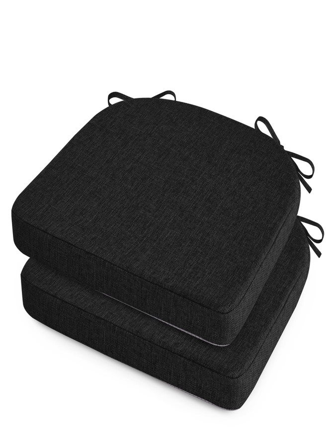 OVOV Chair Cushions for Dining Chairs Set of 2 Non Slip Indoor Kitchen Seat Cushions with Ties and Washable Cover for Dining Room Living Room 16'' x 16''x 2'' Black - Image 1