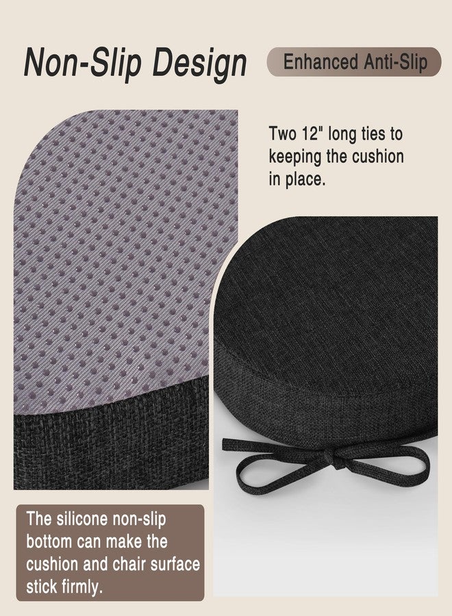 OVOV Chair Cushions for Dining Chairs Set of 2 Non Slip Indoor Kitchen Seat Cushions with Ties and Washable Cover for Dining Room Living Room 16'' x 16''x 2'' Black - Image 3