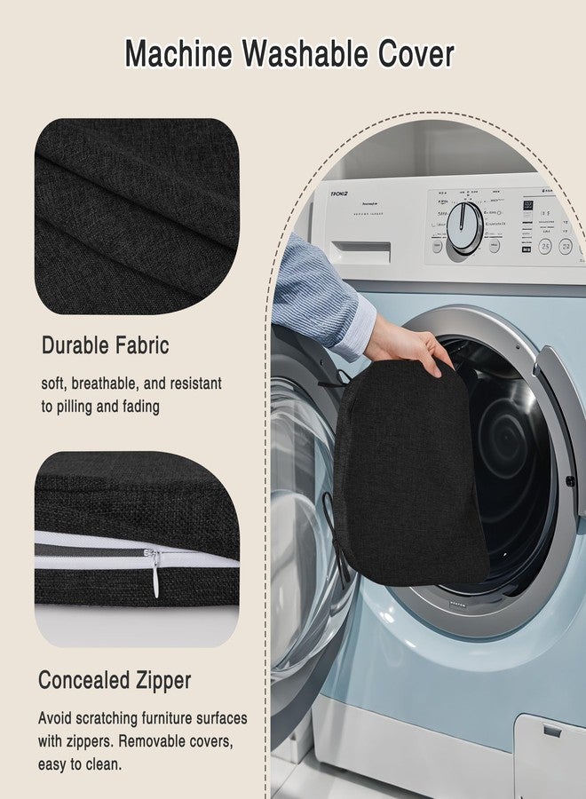 OVOV Chair Cushions for Dining Chairs Set of 2 Non Slip Indoor Kitchen Seat Cushions with Ties and Washable Cover for Dining Room Living Room 16'' x 16''x 2'' Black - Image 4