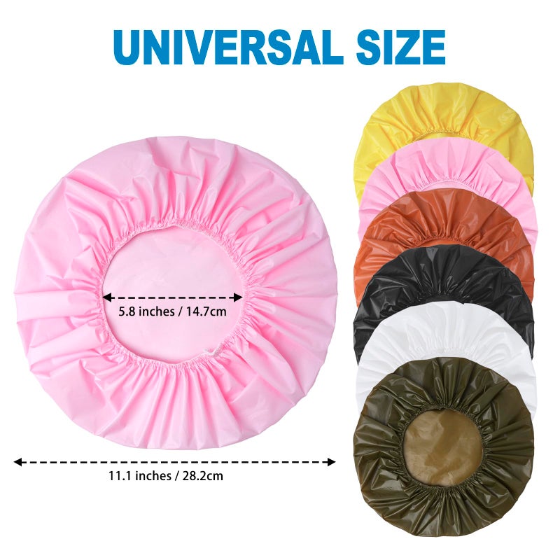 CHFONG 6 PCS Shower Caps for Women, Double Side Waterproof Shower Cap, Reusable Elastic Bath Caps for Shower, EVA Bathing Shower Caps, Bath Hair Caps - Black White Pink Yellow Brick Red Dark Green - Image 3