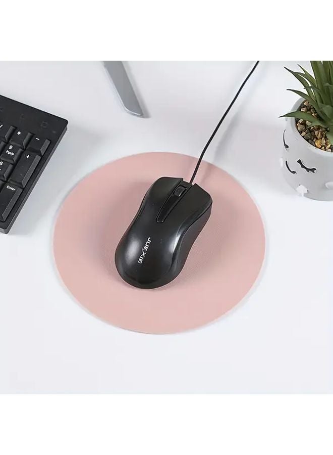 Pink Minimalist Round Mouse Pad Non Slip Washable PVC Desk Mat for Office and Gaming - Image 1