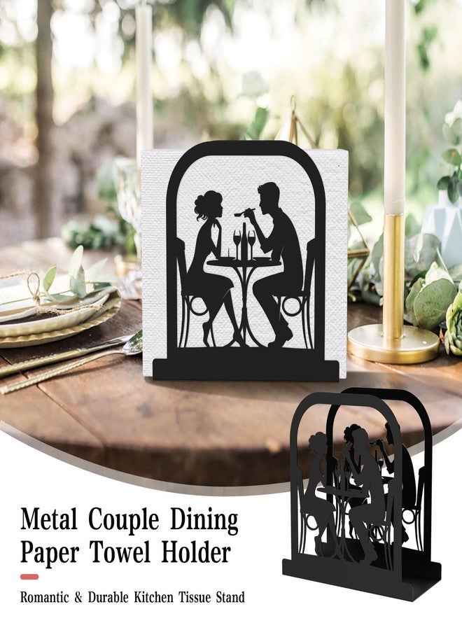 Hounahha Modern Standing Napkin Holder for table, Black Metal Napkin Dispenser, Romantic Couple Meal Theme Style Napkin Holder, Suitable for Kitchen, Coffee Shop, Dining Room - Image 2