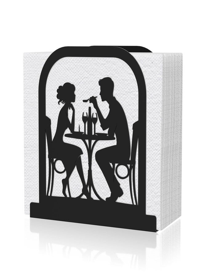 Hounahha Modern Standing Napkin Holder for table, Black Metal Napkin Dispenser, Romantic Couple Meal Theme Style Napkin Holder, Suitable for Kitchen, Coffee Shop, Dining Room - Image 1