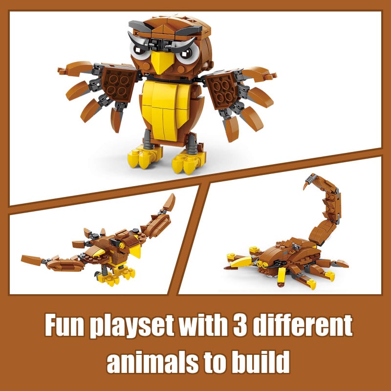 HIGH GODO Creator 3 in 1 Animals Building Set, Owl, Shark, Crocodle, Tiger to Animal Model Toys, Collectible Gifts for Teens Adults 14+ (1084 PCS) - Image 2